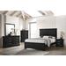 Sigurd 3 Piece Black Velvet Upholstered Tufted Panel Bedroom Set