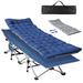 Folding Camping Patio Cot with Removable Cotton Mattress for Office, Home and Beach, 500 lbs