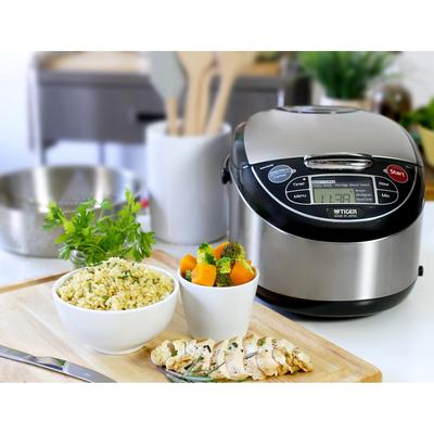 5.5-Cup (Uncooked) Micom Rice Cooker with Food Steamer & Slow Cooker, Stainless Steel Cooker