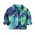 Baby Kids Clothes Kids Baby Boys Girls Cotton Denim Jacket Jean Clearance Sale Fashion Kids Coat Boys Girls Thick Coat Denim Tie-dye Jacket Clothes Children s Jacket Green 4-5 Years