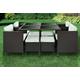 8-Seater Rattan Cube Furniture Dining Set - Black | Wowcher
