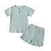 Multitrust Children Solid Color Short Sleeve Tops and Short Pants 2-piece Suits