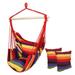 Wilitto Distinctive Cotton Canvas Hanging Rope Chair with Pillows Rainbow