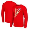 Men's Starter Scarlet San Francisco 49ers Color Scratch Long Sleeve T-Shirt