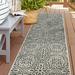 World Rug Gallery Contemporary Flowers Weather Resistant Reversible Indoor/Outdoor Area Rug - Green 2 x7