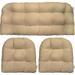 Indoor/Outdoor 3 Piece Wicker Cushion Set | All Weather Sunbrella Solid Color Fabric | Tufted & Reversible Loveseat & Chair Pads | Settee 41â€�X19â€�; 2 U-Shape Cushions 19â€�X19â€� |