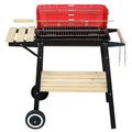 27 Inch Portable Charcoal Grill with Wheels for Outdoor Cooking Barbecue Camping BBQ Coal Grill Heavy Duty Square for Small Patio Backyard