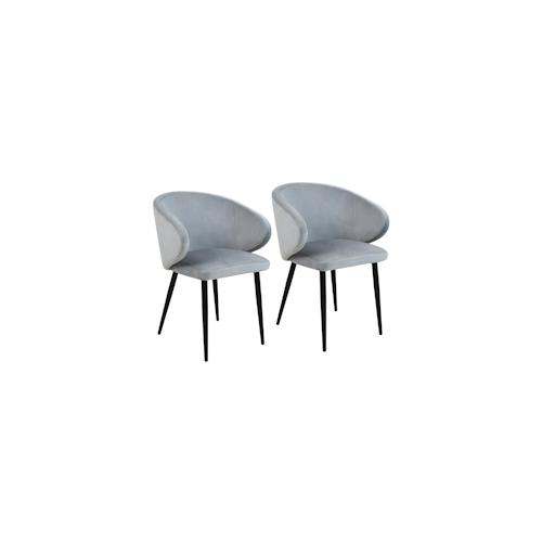 SVITA AUDREY 2er Set Esszimmerstühle Küchen-Sessel mit Armlehne Samt Grau