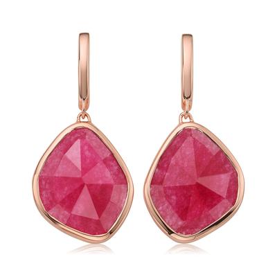 Rose Gold Siren Large Nugget Earrings Pink Quartz