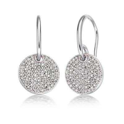 Ava Diamond Disc Drop Earrings, Sterling Silver