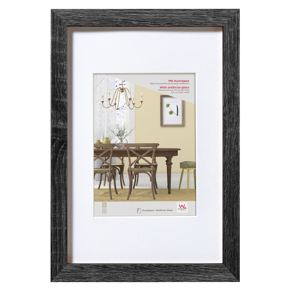 walther + design Fiorito Holz Bilderrahmen Kunstglas, 60x80 cm, dunkelgrau Image