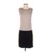 Ann Taylor Casual Dress - DropWaist Scoop Neck Sleeveless: Tan Color Block Dresses - Women's Size Small