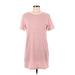 Shein Casual Dress - Shift Crew Neck Short sleeves: Pink Print Dresses - Women's Size Large