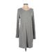 Athleta Casual Dress - Sweater Dress Scoop Neck Long sleeves: Gray Print Dresses - Women's Size Small