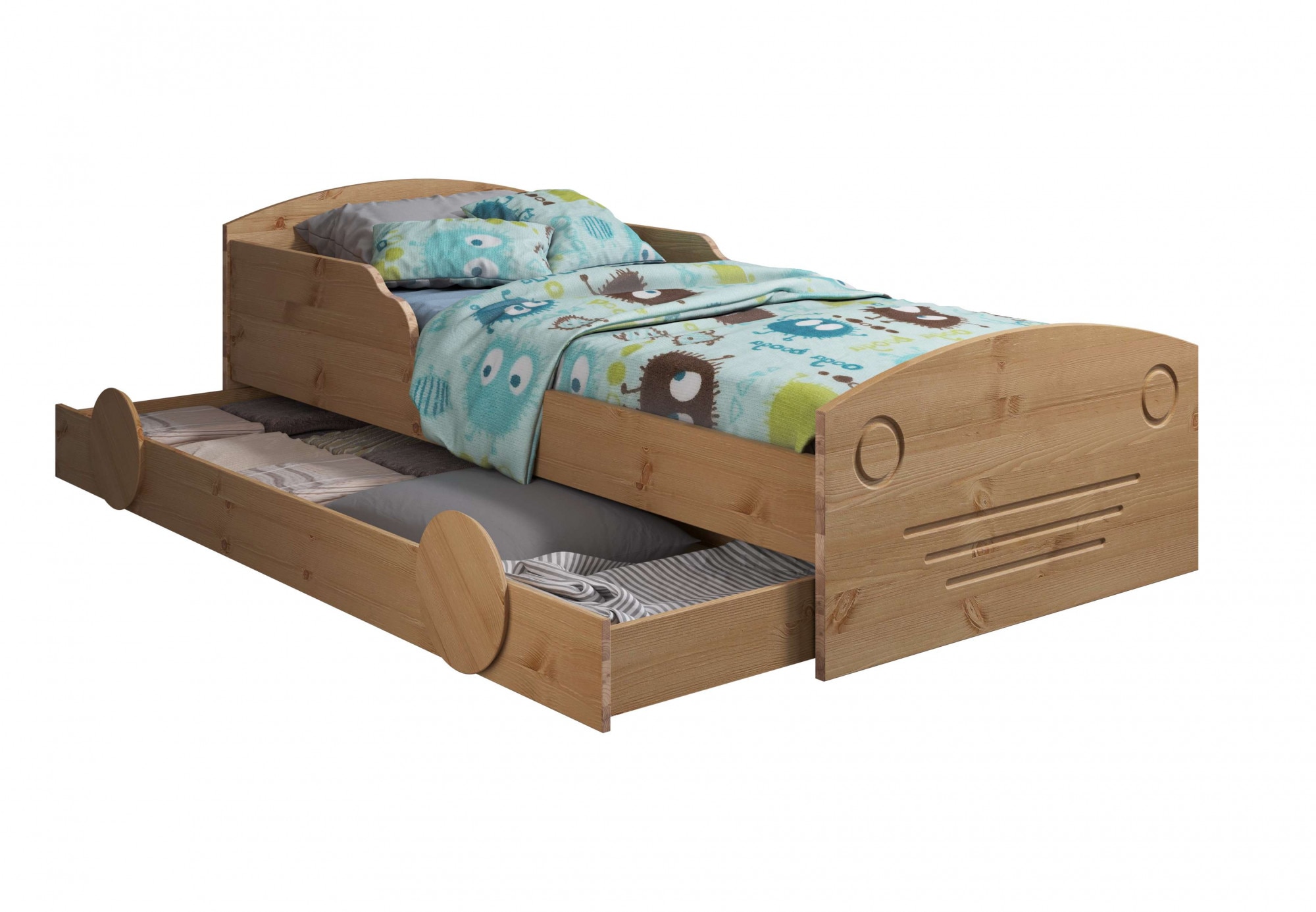 Kinderbett LÜTTENHÜTT "Levke", beige (natur, natur, natur), B:97cm H:62cm L:205cm, Betten, aus massiver Kiefer, 90x160 cm, inklusive Schubkasten und Lattenrost Image