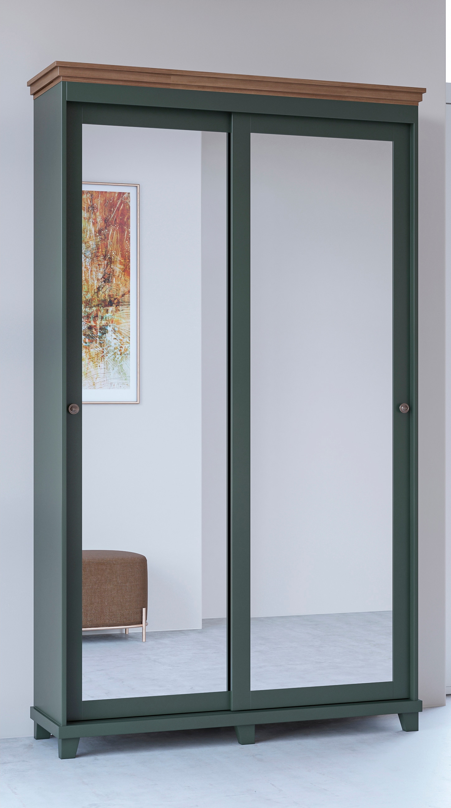 „Garderobenschrank HELVETIA „“Evora““ Schränke Gr. B/H/T: 120 cm x 216 cm x 50 cm, grün-eiche lefkas/grün, 2 St., grün (grün, eiche lefkas, grün) Garderobenschränke“