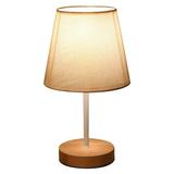 COFEST Home Decor LED Solid Wood Desk Lamp Stable Fabric Study Reading Lamp Suitable For Home Decoration Linen Plain Warm Night Light Indoor Lighting Desk Reading Lamp Beige A