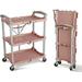 Olympia Tools 89-350 Pack N Roll Collapsible Service Cart 150LB Capacity 3-Tiered Rose