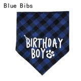 Puppy Kitten Scottish Style Dog Accessories Pet Birthday Celebrate Saliva Towel Pet Scarf Triangle Kerchief Pet Hat BLUE BIBS