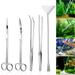 NUOLUX UEETEK 5 in 1 Stainless Steel Aquarium Aquascaping Kit Aquarium Tank Aquatic Plant Tools Sets Tweezers Scissor Spatula