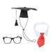 Pet Graduation Caps 1 Set of Dog Graduation Caps with Eyeglass Tie Graduation Party Pet Decors Photo Props (Red)