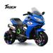 Track 7 12 V Kids Ride on Motorcycle 3 Wheels Electric Trike Motorcycle for Boys and Girls Light Wheels Music Headlights Blue