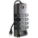 Surge Protector w/ Rotating & Standard Outlets + 8ft Sturdy Cord with Flat Pivot Plug for Home Office Travel