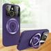 Mantto for iPhone 15 Magnetic Case with Big Window Glass Full Camera Lens Protector Compatible with Magsafe Drop Protection Ring Kickstand Anti-Scratch Phone Case for Women Men Darkpurple