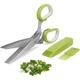 Herb Cutter Scissors 5 Blade Scissors Kitchen Multipurpose Cutting Shear with 5 Stainless Steel Blades & Safety Cover & Cleaning Comb Cilantro Scissors Sharp Shredding Shears Christmas Gift (Green)