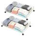 Under Bed Storage 2 Pack Metal Under Bed Storage Containers with Wheels Foldable Easy Assembly Under-Bed Shoe Storage Organizer Drawer for Bedroom Clothes Shoes Blankets Toys (White 17.7x27.6)