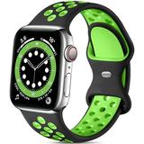 Compatible for Apple Watch Band 44mm 42mm 45mm 41mm 40mm 38mm Soft Silicone Strap Breathable Replacement Sport Bands for Apple Watch SE Series 7 6 5 4 3 2 1 Men Women -black green