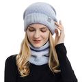 Winter Beanie Hats Scarf Set Warm Knit Hats Gradient Tie-dyed Baggy Skull Cap Neck Warmer Knitting Snow Ski Hat & Scarf