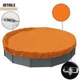 Sunshades Depot 14 Ft Orange Round Pool Cover Heavy-Duty Above Ground Pool Winter Covers Wire Rope Hemmed All Edges for Above Ground Swimming Pools Trampoline Cover (14 Orange)