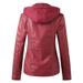 Labakihah winter coats for women Women s Slim Leather Stand Collar Zip Motorcycle Suit Belt Coat Jacket Tops Beige