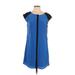 Bebe Casual Dress - Shift: Blue Color Block Dresses - Women's Size X-Small