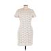French Connection Casual Dress - Sheath Crew Neck Short sleeves: Ivory Print Dresses - Women's Size 10