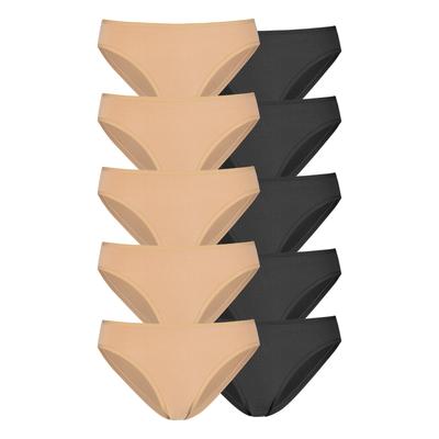 Bikinislip PETITE FLEUR, Damen, Gr. 36/38, schwarz (beige, schwarz), Single Jersey, Obermaterial: 95% Baumwolle, 5% Elasthan, unifarben, körpernah, Unterhosen, aus elastischer Baumwolle Image