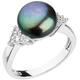 Evolution Group Ring Silver Ring with Dark River Pearl and Zircons 25002.3 - Circuit: 54 mm sEG0511-54, Estándar, Metall, Kein Edelstein