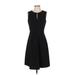 Calvin Klein Casual Dress - A-Line Keyhole Sleeveless: Black Print Dresses - Women's Size 4