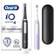Oral-B iO4 2x Electric Toothbrushes For Adults, Gifts For Women / Men, 2 Toothbrush Heads, Travel Case, 4 Modes With Teeth Whitening, 2 Pin UK Plug, Black & Lavender