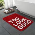 Lukinbox You Look Good Bathroom Rugs, Luxury Super Soft Absorbent Bath Mats for Bathroom, Small Funny Red Non-Slip Washable Microfiber Bath Rugs Door Mat for Floor Shower Tub, 20"x31"