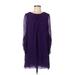 Diane von Furstenberg Casual Dress - Shift High Neck 3/4 sleeves: Purple Print Dresses - Women's Size 6