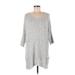 Express Casual Dress - Shift Scoop Neck 3/4 sleeves: Gray Marled Dresses - Women's Size Medium