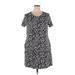 Ellen Tracy Casual Dress - Shift Crew Neck Short sleeves: Black Leopard Print Dresses - Women's Size X-Large