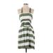 Banana Republic Heritage Collection Casual Dress - Mini Square Sleeveless: Green Stripes Dresses - Women's Size 4