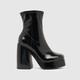 schuh brogan patent platform boots in black