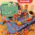 Children Toys Tool Set Electric Drill Screw Nut 3D Puzzle Toys Pretend Play Dinosaur Drilling