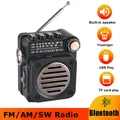Portable FM Radio Mini Pocket FM AM SW Radios Receiver Built-in Speaker Wireless Bluetooth 5.0 Music