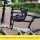 Bicycle Child Safety Seat Bike Front Baby Seat Kids Saddle with Foot Pedals Support Back Rest for