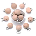 10Pcs Metal Wooden Dummy Nipples Holder Food Grade Chewable Teething Clips DIY Wood Beech Baby